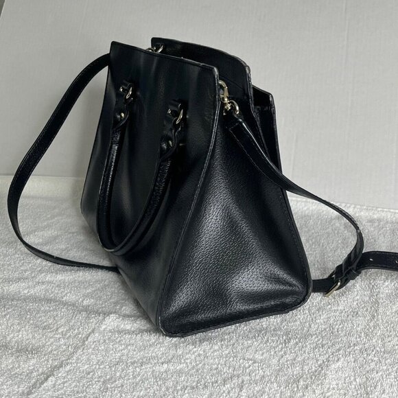 Kate Spade New York Wellesley Embossed Leather Satchel Purse Black Pink Interior - Picture 6 of 13